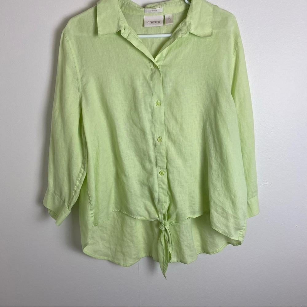 Chico's Light Green Button Down Shirt - image 4